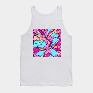 Pink Abstract Plant - Stained Glass Design Pattern Tank Top